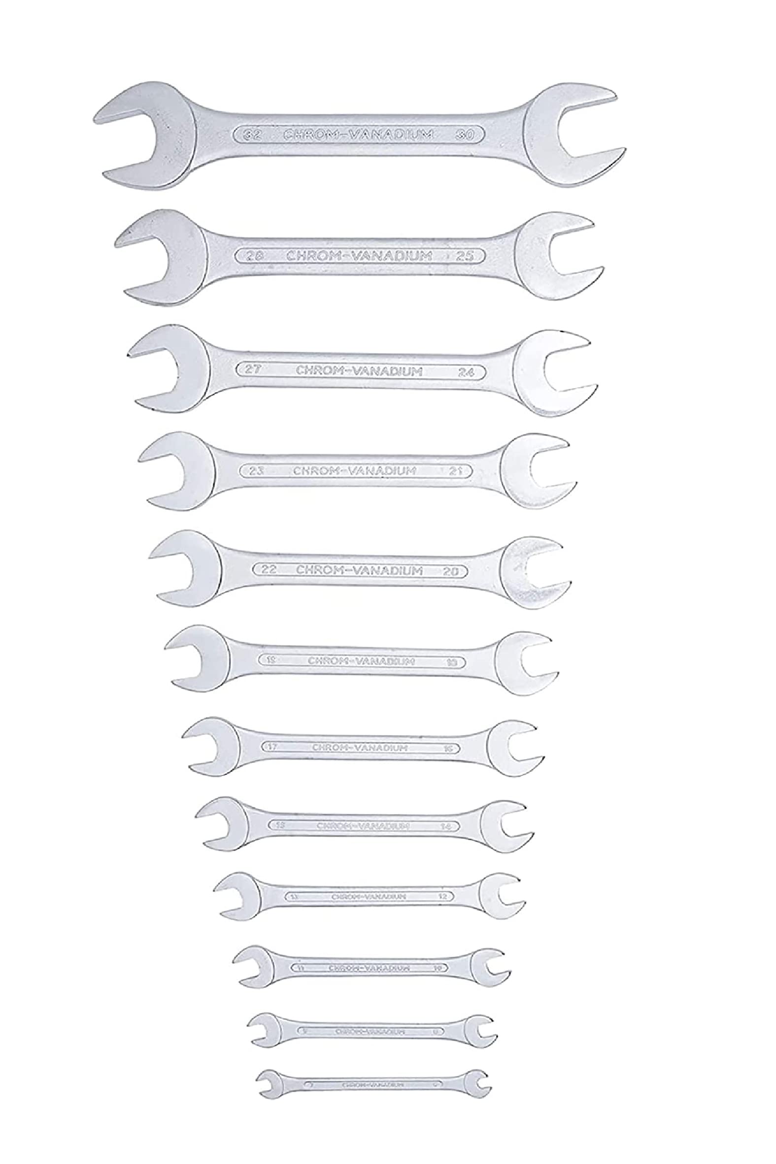 kippen 1044X - Set of 12 Double Fork Keys in Steel Chrome Vanadium DIN 3110. Size: 6-32 mm.