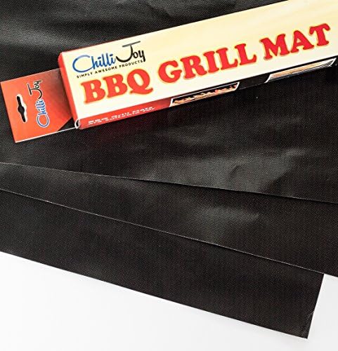 Chillijoy Best BBQ Grill Mat - Extra Large 20โx13" Set of 3 Premium Heavy Duty Reusable Non Stick Liners for Professional Grilling Baking Outdoor Cooking FDA Certified Easy to Clean