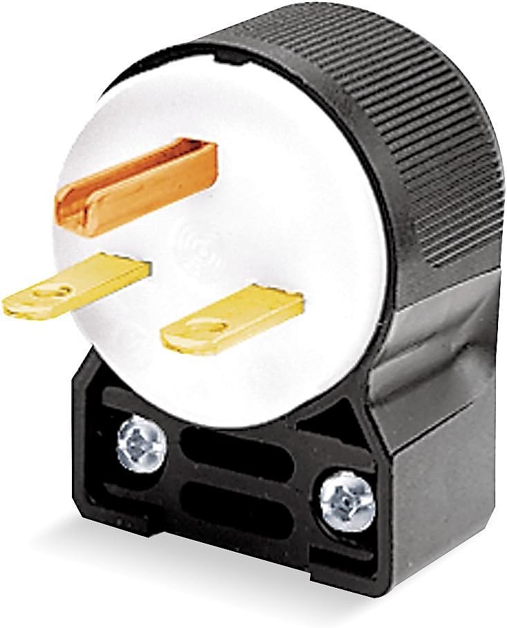 Hubbell HBL5666CA Plug Angle, 15 amp, 250V, 6-15P, Black/White