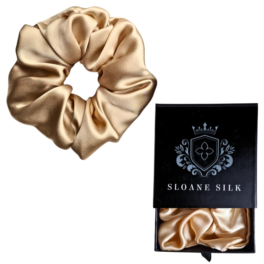 100% Pure Mulberry Silk Scrunchie – Luxury 6A Grade Real Silk Hair Tie, Anti-Frizz & Gentle on Hair, OEKO-TEX Certified, Elegant Gift Box Included