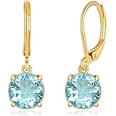CiNily Leverback Dangle Earrings Created Crystal Drop Earrings Gold Plated Jewelry Gift for Women Girls 8mm