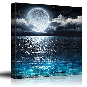 Moon Illuminating The Clear Ocean Blue Wall Decor