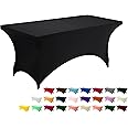 Utopia Kitchen Spandex Tablecloth 1 Pack [6FT, Black] Tight, Fitted, Washable and Wrinkle Resistant Stretch Rectangular Patio