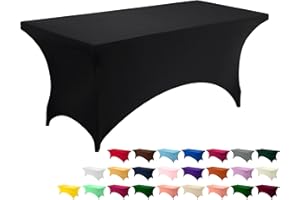 Utopia Kitchen Spandex Tablecloth 1 Pack [6FT, Black] 200 GSM Tight, Fitted, Washable and Wrinkle Resistant Stretch Rectangular Patio Table Cover for Event, Wedding & Banquet [72Lx30Wx30H Inch]