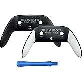 A Pair Replacement Back Shell Cover Trim for DualSense Edge Controller Compatible with PS5 DSE- Clip-On Housing with OEM-Spec Soft Cam Rubber Grip, Fixes Yellowing & Peeling, White 1 pcs & Black 1pcs