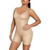 QOU Shapewear for Women Bodysuit Tummy Control Fajas Colombianas Butt Lifter Body Shaper with Zipper Crotch