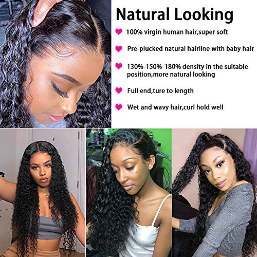 Unprocessed-Human-Hair-Deep-Wave-Wig-Lace-Front-with-Baby-Hair-Pre-Plucked-Natural-Hairline-Wigs-Afro-Kinky-Curly-Lace-Frontal-Glueless-Wigs-for-Women-10A-Virgin-Brazilian-Hair-Water-Wave-Wet-Wavy-Wig