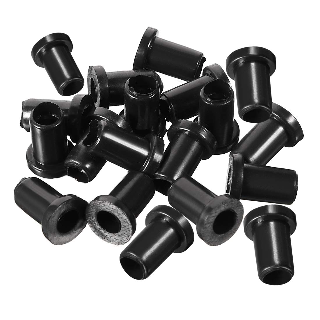 sourcingmap 20Pcs 5mm Inner Dia PVC Strain Relief Cord Boot Protector Cable Sleeve Hose Black
