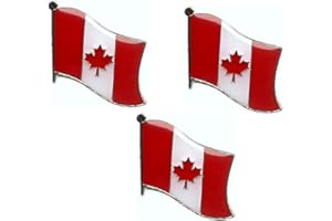 WORLD FLAGS DIRECT Pack of 3 Canada Single Flag Lapel Pins, Canadian Tie & Hat Pin Badges