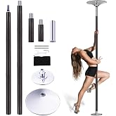 Silicone Pole Dancing Pole Pole Fitness Dance Pole Spinning Pole Dancing Pole Stripper Pole with Base Dancing Poles for Home for Apartment-Friendly Home Gym, Dance &amp; Yo Adjustable 2.2&ndash;2.7m (Black)