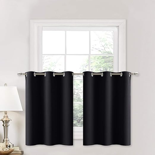 Amazon Com Nicetown Black Small Window Valances Curtains