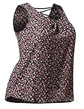 Plus4u Women's Floral Print Sleeveless V-neckline Woven Chiffon Blouse Top