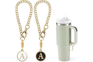 MaxBase Letter Charms Accessories for Stanley Cup, 2Pcs Personalized Initail Name ID Decor Charm for Stanley 30&40 oz Tumbler with Handle (Letter A)