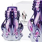 Gift Christmas Decorative Carved Candles - Birthday Gifts for Women - Gifts for Mom - Interior Decoration- Purple