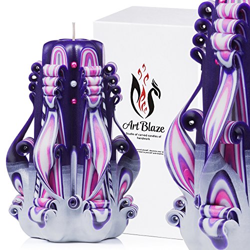 Gift Candles - Decorative Carved Candles - Birthday Gifts for Women - Gifts for Mom - Holiday Gift Idea for Her - Royal Candle - Purple