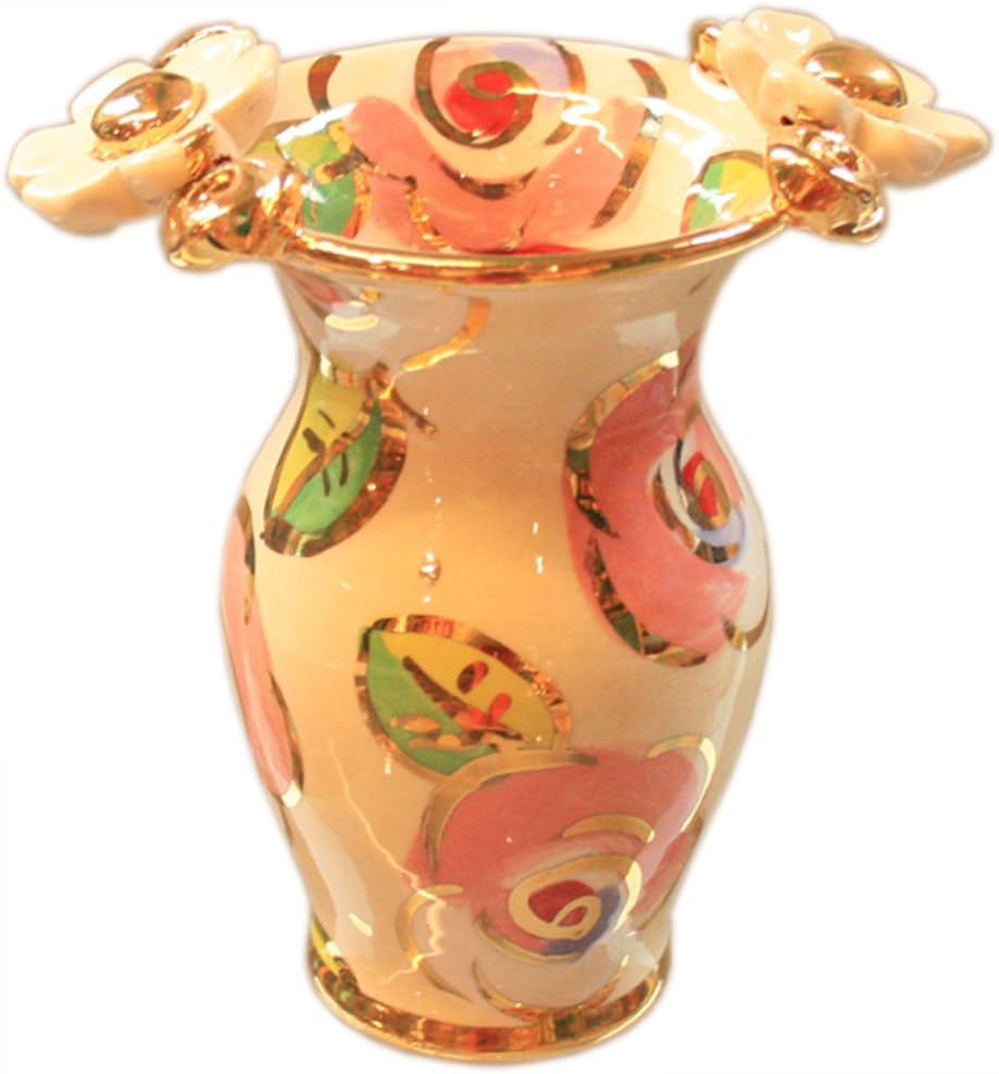 Tiny Flower Edged Vase (pale Pink Roses)