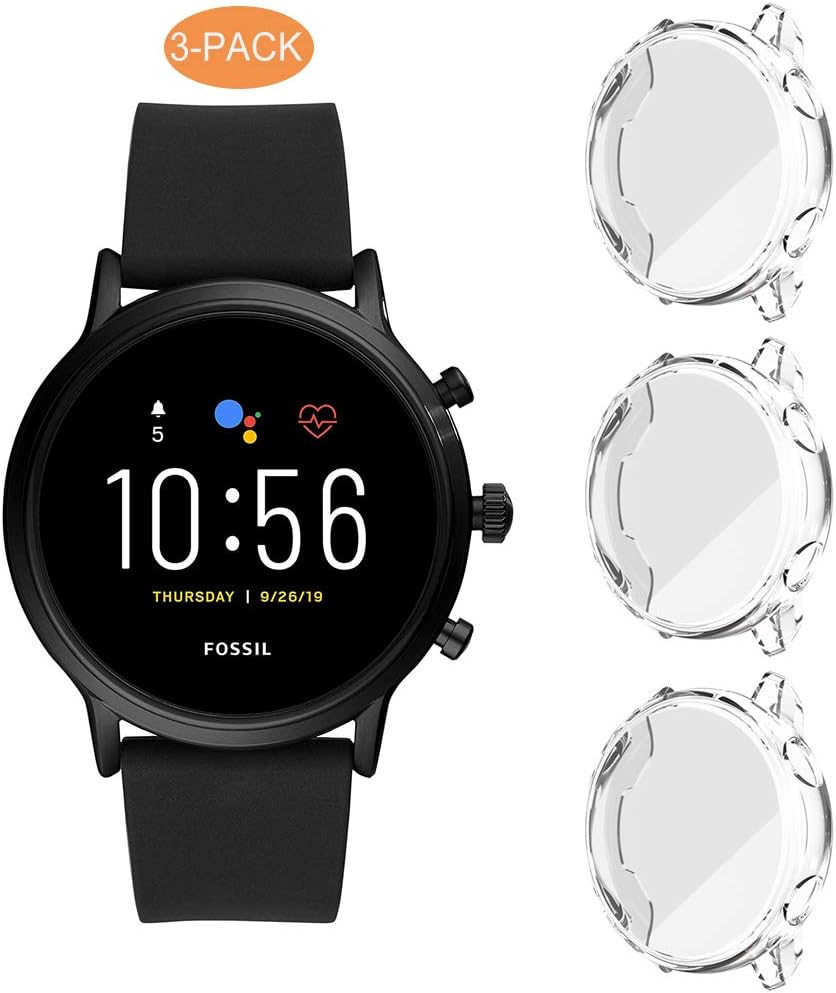 Diruite 3-Pack for Fossil Man Gen 5 Carlyle Screen Protector Case, Soft Plated TPU All-Around Protective Bumper Cover Case for Fossil Man Gen 5(Not Fit for Julianna) - Clear+Clear+Clear