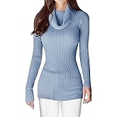 v28 Women’s Stretchable Cowl Neck Knit Long Sleeve Slim Fit Bodycon Sexy Sweater