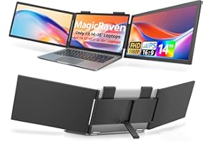 MAGICRAVEN Laptop Screen Extender - 14 Inch Triple Portable Monitor IPS FHD 1080P 3-Type-C External Screen with Windows Mac L