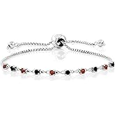 Gem Stone King 925 Sterling Silver Gemstone Birthstone and Black Diamond Infinity Tennis Bracelet For Women | Round 2.5MM | Adjustable Bolo Bracelet Up to 9 Inch | Easy-On Easy-Off