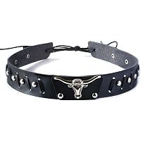 8853 Hat Band Western Horseshoe Star Concho Authentic Hairpipe Genuine Onyx 61QP13DEE3L.jpg main image 4