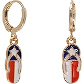 Paialco Sandal Charm Puerto Rico Flag Patriotic Earrings for July 4th, Leverback Earrings for Women