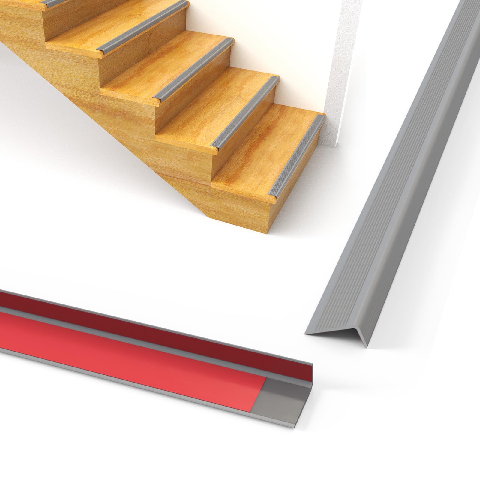 Photo 1 of ADDFUN Vinyl Stair Nosing 7ft Stair Edge Trim Rubber Stair Nosing Non Slip Self Adhesive Stair Tread Edge Protector Stair Edge Molding for Indoor Outdoor Stairs