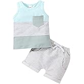 Kupretty Toddler Baby Boy Clothes 6 12 18 24 Month 2T 3T Summer Outfits Sleeveless Tank Vest T-Shirt + Casual Shorts Set