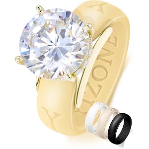 Yizone Silicone Ring with Stone Interchangeable Silicone Bands Set–Comfortable Everyday Workout Ring, 4 Colors Included, Cubi