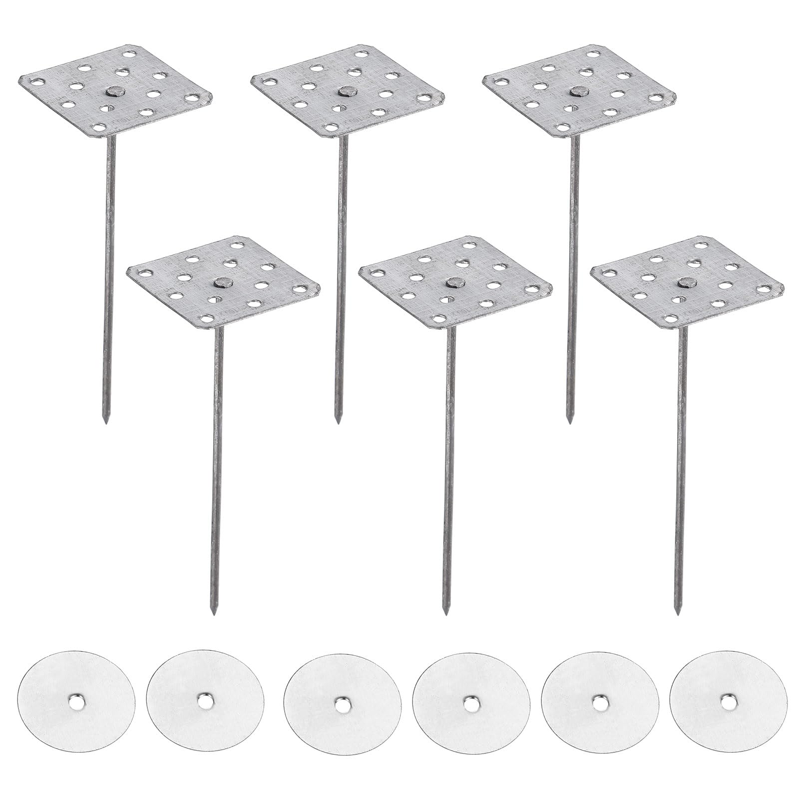 PATIKIL 4 Inch Perforated Insulation Pins with Round Washers, 40 Pack Aluminum Insulating Nails Wall Plug for Fixing Foam Boards to Wall or Ceiling