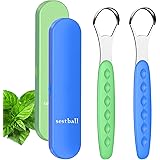 2021 New Version Tongue Scraper Cleaner for Adults & Kids, Medical Grade Metal Tongue Brushes Set for Fresh Breath Dental Eli