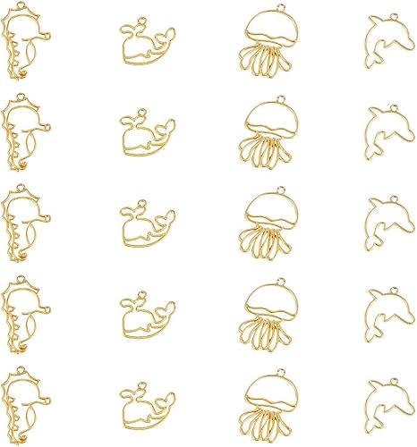 Amazon Co Jp Olycraft 個 レジンフレーム 4種 イルカ クジラ タツノオトシゴ クラゲ レジン枠 空枠 アクセサリーパーツ から枠 ハンドメイド 手作り Uvレジン 手芸 材料 5個 種類 ホーム キッチン