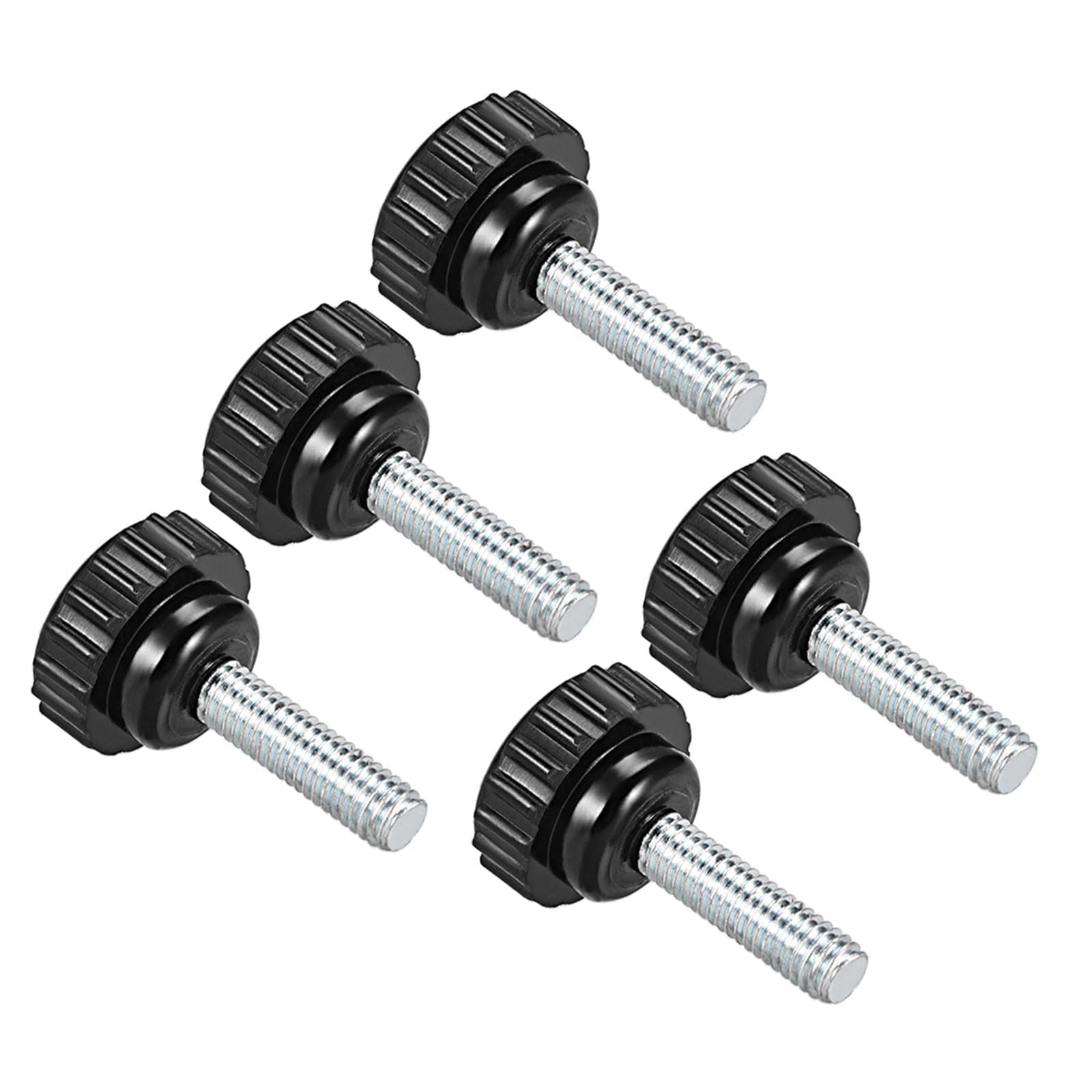 CoCud Knurled Clamping Knobs, M6 x 20mm Male Thread 21mm Head, Thermoset Plastic Thumb Screw Grip Bolt Knobs Black - (Applications: for Lathe Machinery), 5-Pieces