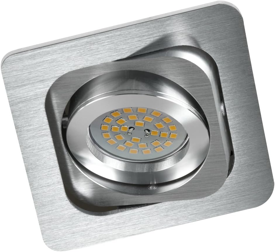 CristalRecord 44-011-07-303 - Recessed Lighting Kit, Double Tilting, Bulb Socket and GU10 7W 2700°K Warm Light Bulb