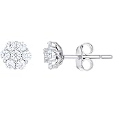 Sterling Silver Womens Moissanite Flower Stud Earrings