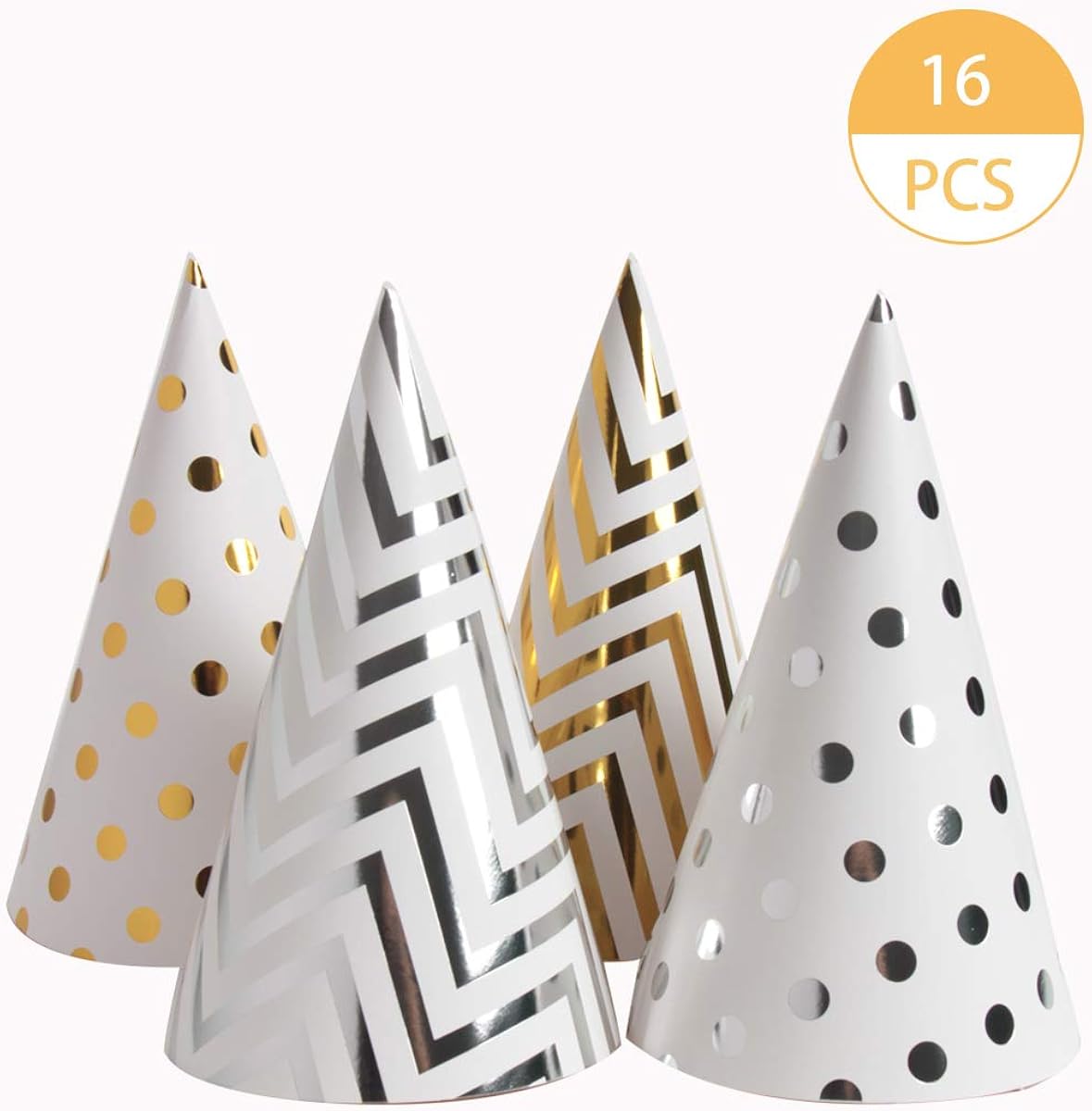 SBYURE 16 Pieces Happy Birthday Party Hats for Children and Adults, Fun Birthday Jamboree Party Hats,Gold, Silver, Medium: Clothing