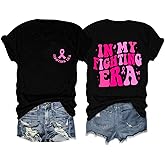 Breast Cancer Shirts for Women Breast Cancer Awareness Pink Ribbon T-Shirt Cancer Survivor Inspirational Cancer Fighter Tees