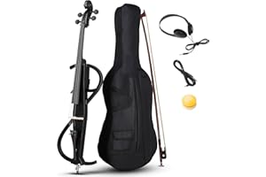 Ktaxon Electric Cello 4/4 Full Size Silent Cello with Portable Bag, Stereo Headphones, Premium Cable & Rosin, Professional Bow and Bridge for Adult Beginner(S Style)