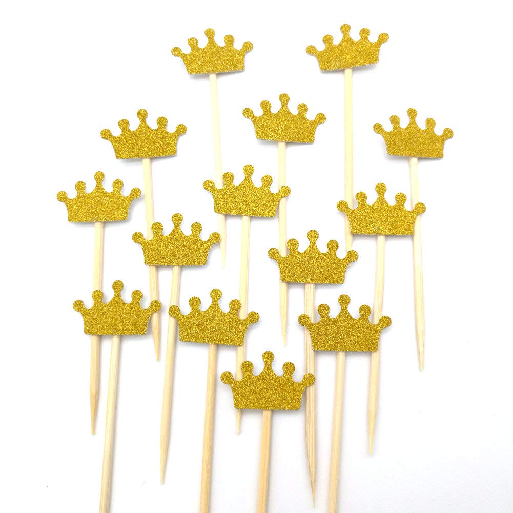 Buy DOOXOO Gold Glitter Crown Cupcake Toppers, Princess Birthday Party