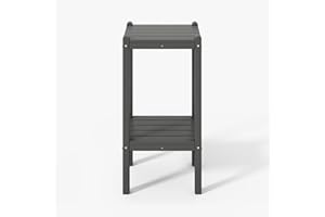 WestinTrends Malibu 36" Outdoor Adirondack HDPE 2-Tier Patio Side Table, Gray
