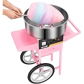 VEVOR Electric Cotton Candy Machine Cart, 1000W Commercial Floss Maker w/Stainless Steel Bowl, Sugar Scoop and Drawer, Perfect for Home, Carnival, Kids Birthday, Family Party, Pink