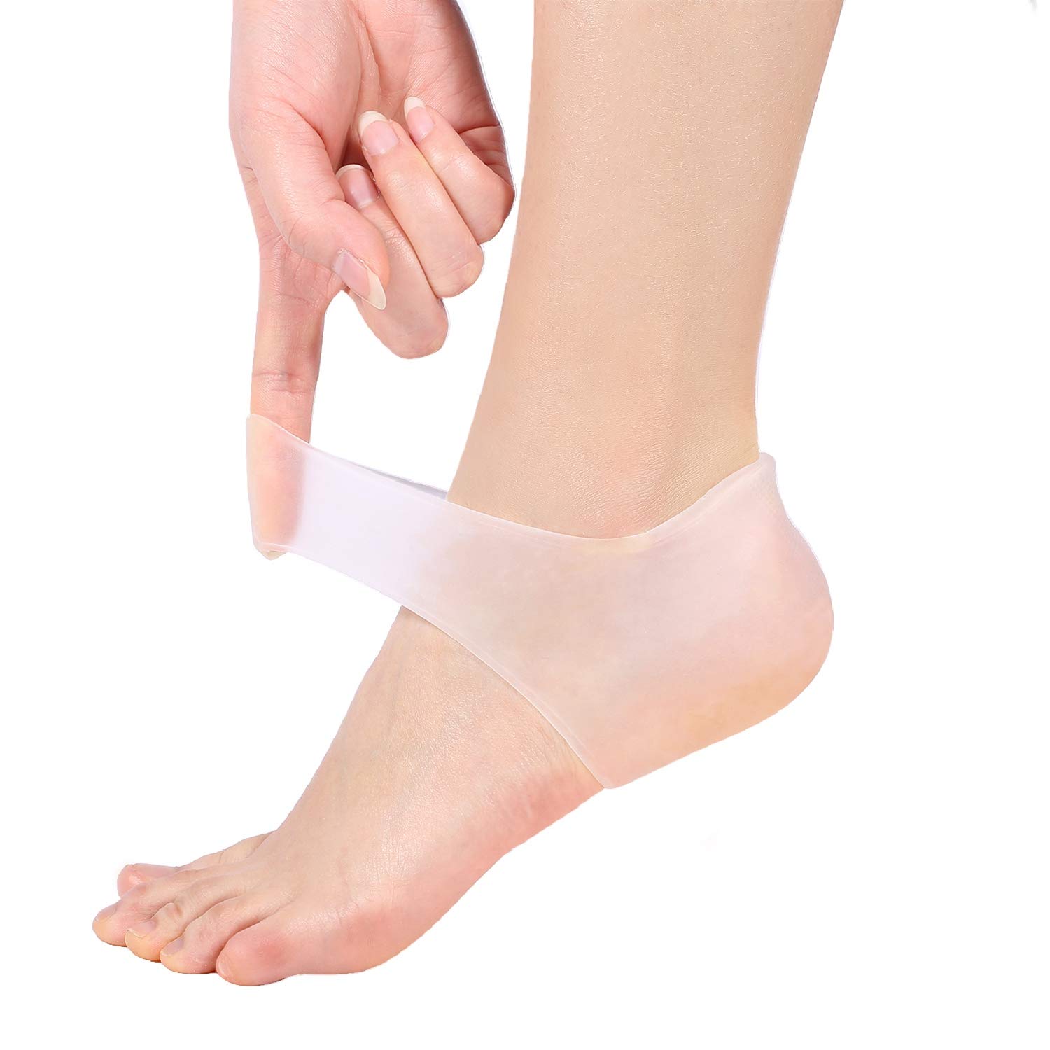 Photo 1 of Soft Gel Heel Socks, 4 Types 2pcs Gel Heel Open Toe Socks for Dry Hard Cracked Skin Silicone Moisturizing Day Night Care Skin Foot Sleeves(White)