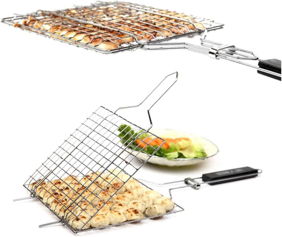 Amazon q網 バーベキューネット 合わせ焼き網 炭焼き 魚 肉 グリルバスケット F Fityle 鉄板 網