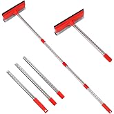 2-in-1 Window Squeegee with 30"-59" Stainless Steel Adjustable Handle | Window Squeegee for Shower Doors, Car Windshield &amp; High Outdoor Window