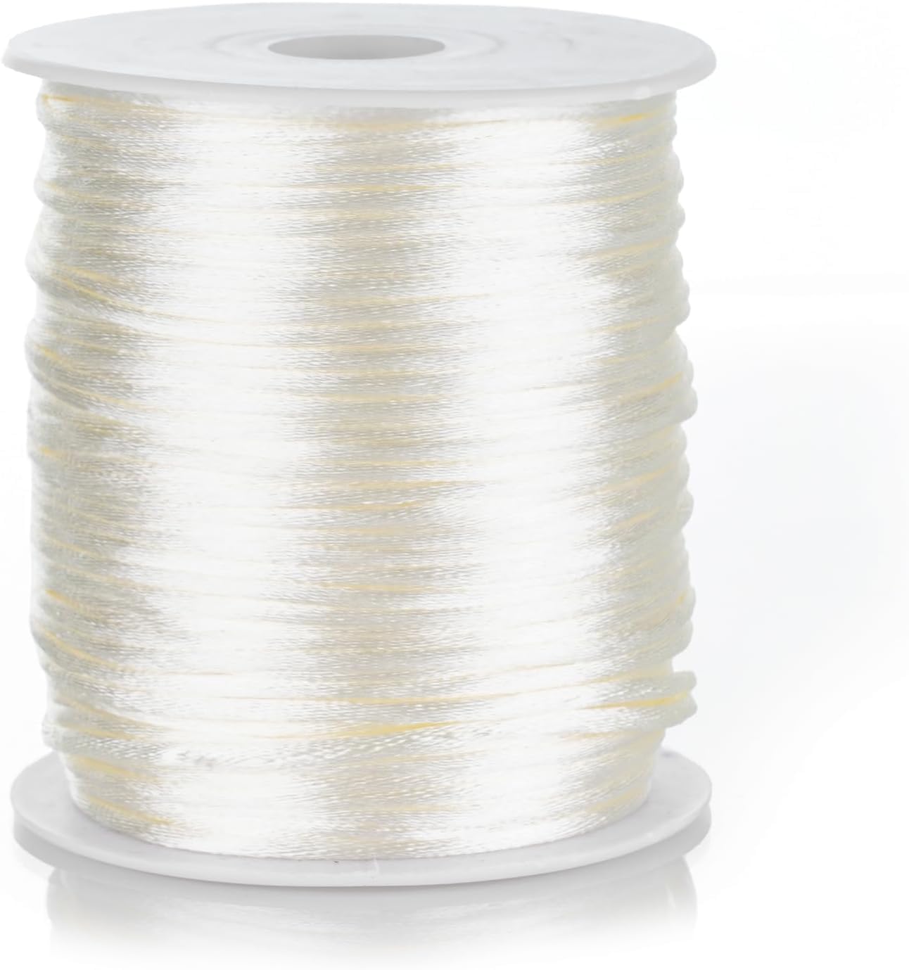 FQTANJU 2mm Nylon Satin Cord, 100 Yards Nylon Cord Satin String for Bracelet Jewelry Making Silky Rattail Macrame Trim Cord Necklace Bulk Beading Thread Kumihimo Chinese Knot Craft (Ivory)