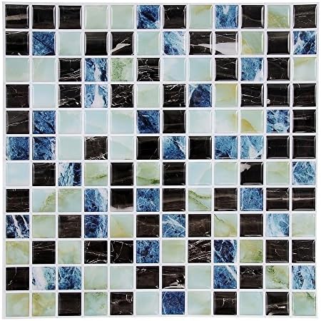 Fertel Peel and Stick Vinyl Sticker Kitchen Backsplash Tiles , 10" x 10" Marble Design , Pack of 10
