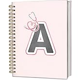 ICEWHITEY Pink Nurse Notebook, Monogram Initial Letter A Spiral Journal for Nursing School Essentials, Cute Stethoscope Medical Diary for RN BSN CNA Student Graduation Gifts & Work,5.5x8.3 Inch
