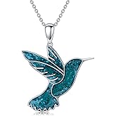 Midari Turquoise/Black Onyx Necklace 925 Sterling Silver Hummingbird/Dragonfly/Phoenix/Bolt/Tree of Life/Wolf/Deer Pendant Jewelry Gifts for Women Men Western Lover