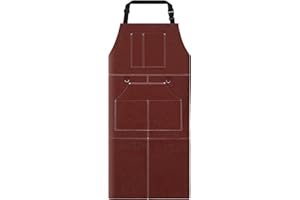 LIZMOF Welding Apron, Leather Apron for Men& Women, Woodworking Apron for Blacksmith, Heat & Flame Resistant Tool Apron, Heavy Duty Cowhide Leather Work Apron, 23" x 39.6", 6 Pockets, Brown