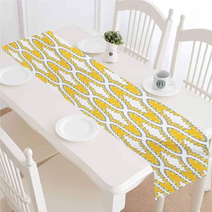 LCGGDB Mustard Table Runner Dresser Scarves, Ikat Style